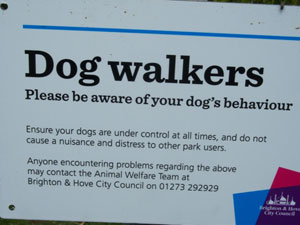 Dog walkers, please be aware of your dog's behaviour